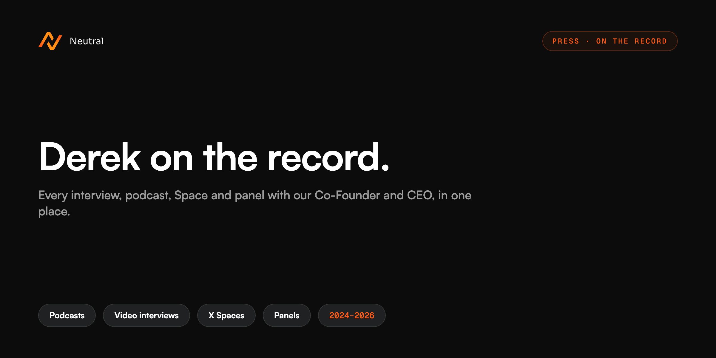 Derek on the Record: Every Interview, Podcast, Space and Panel